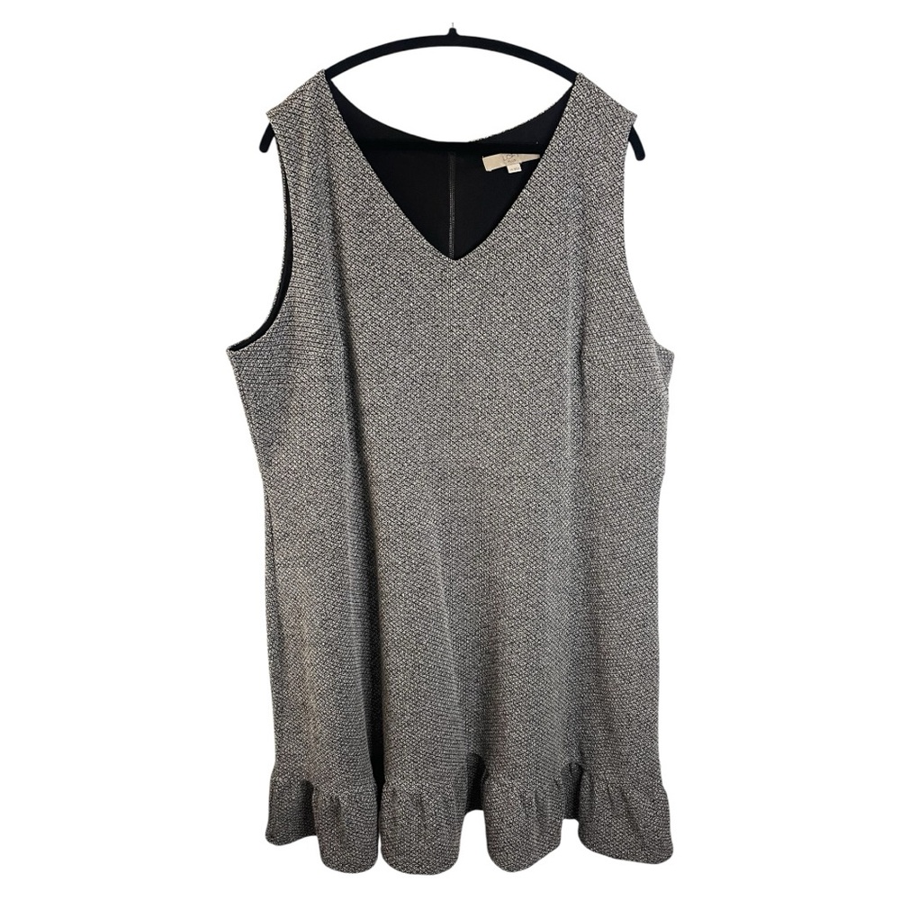 ✨ LOFT Plus Gray Textured Knit Sleeveless Flounce Dress l Size 24 l Poshmark - Picture 3 of 8